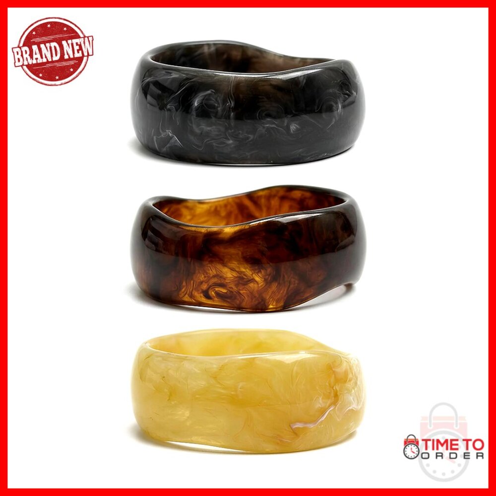 Chunky Resin Bangle Bracelet Set, Stackable Wide … - image 1